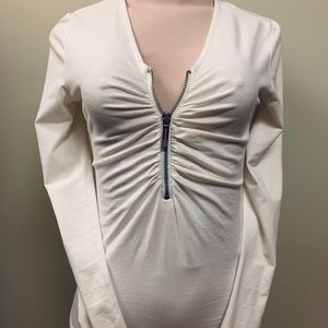 Michael Kors white top, with front zipper.